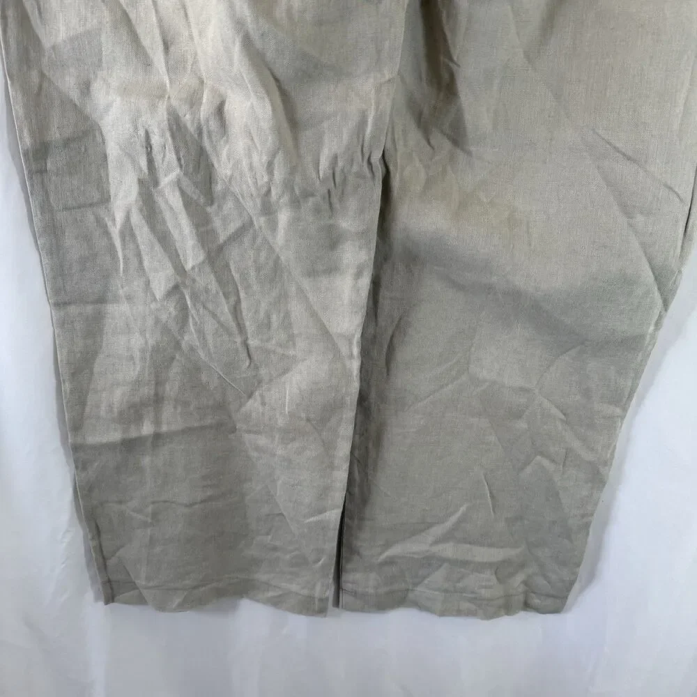 Island Republic 100% Linen Pants Men's 38x32 Beige Drawstring Flat Front